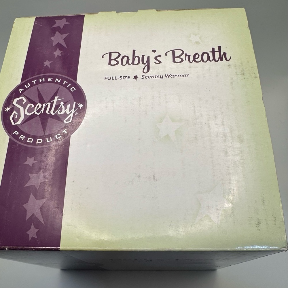 Scentsy Baby’s Breath Blue Wax Warmer Retired Full Size w/ Box - Picture 12 of 16